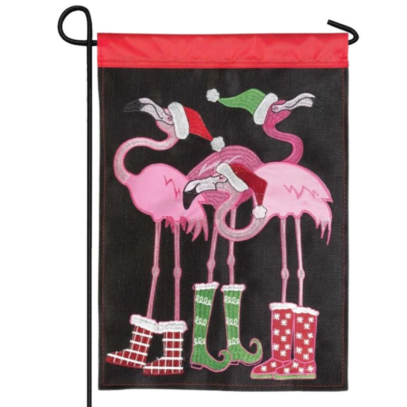 Christmas Flamingos Garden Flag
